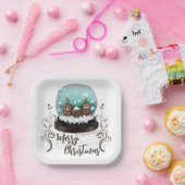 Glass Snowball Winter Village Folies Weihnachten Pappteller (Party)