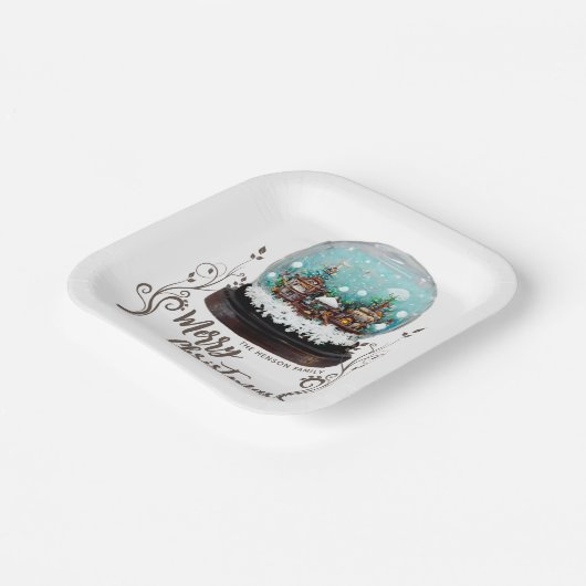 Glass Snowball Winter Village Folies Weihnachten Pappteller (Gewinkelt)