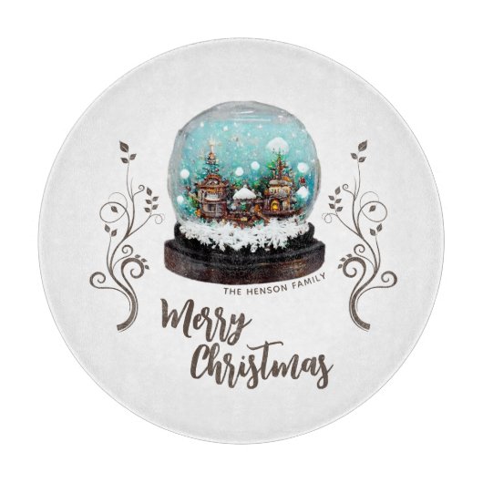 Glass Snowball Winter Village Folies Weihnachten Schneidebrett (Vorderseite)