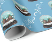 Glass Snowball Winter Village Haus Blauer Weihnach Geschenkpapier (Rolleneckpunkt)