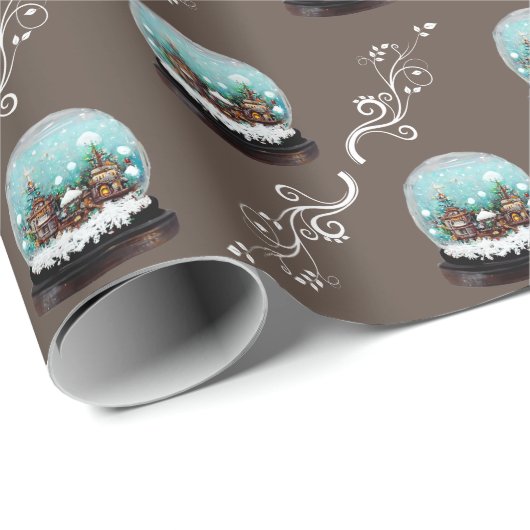 Glass Snowball Winter Village Schnee Weihnachten Geschenkpapier (Rolleneckpunkt)