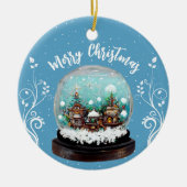 Glass Snowball Winter Village Schneeflocken Blau Keramik Ornament (Vorne)
