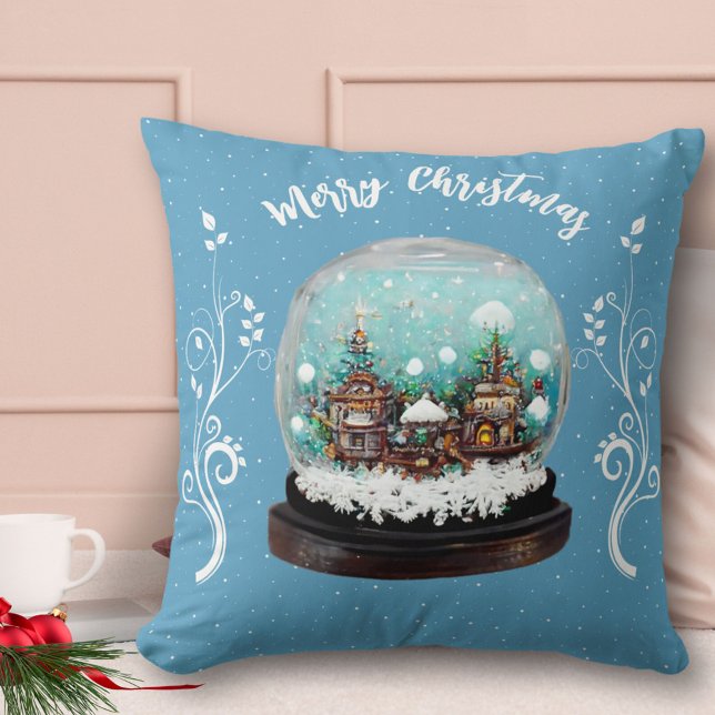 Glass Snowball Winter Village Schneeflocken Blau Kissen (Von Creator hochgeladen)