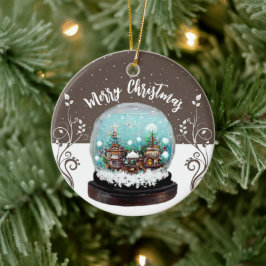 Glass Snowball Winter Village Schneeflocken Brown Keramik Ornament