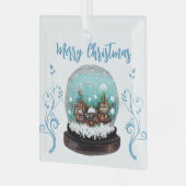 Glass Snowball Winter Village Schneeflocken Ornament Aus Glas (Vorderseite links)