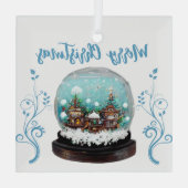 Glass Snowball Winter Village Schneeflocken Ornament Aus Glas (Rückseite)