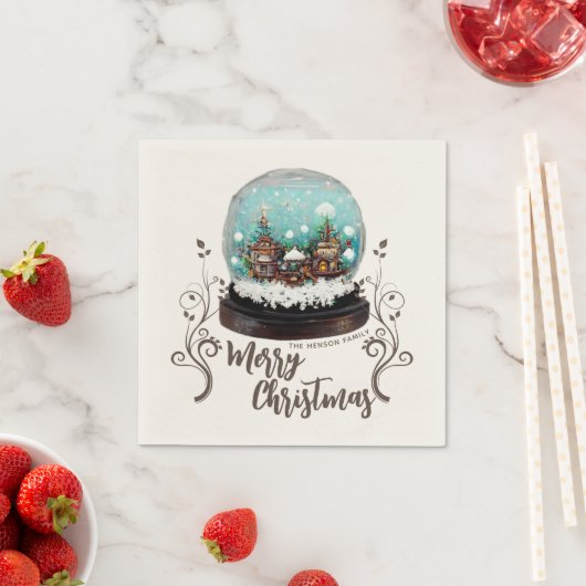 Glass Snowball Winterdorf Pflanze Weihnachten Serviette (Beispiel)