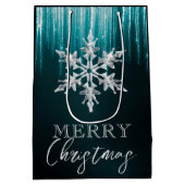 Glass Snowflake auf Aquamarinen Winteriskeln Weihn Mittlere Geschenktüte (Rückseite)