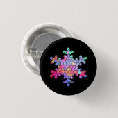 Glass Snowflake Button auf schwarz (Vorne & Hinten)