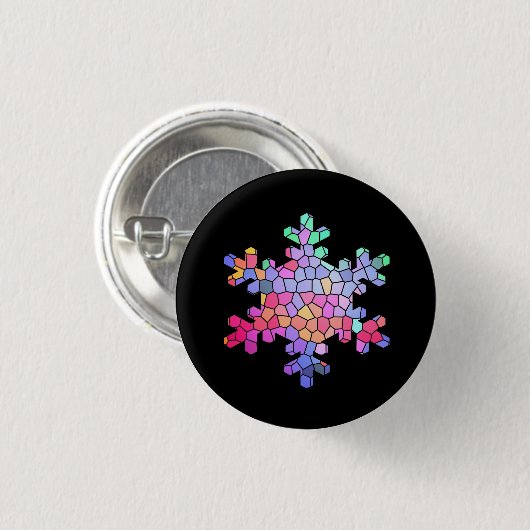 Glass Snowflake Button auf schwarz (Vorne & Hinten)