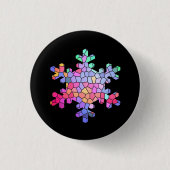 Glass Snowflake Button auf schwarz (Vorderseite)