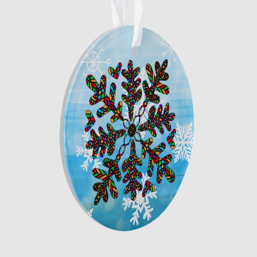Glass Snowflake Christmas Mandala Ornament (Vorderseite)