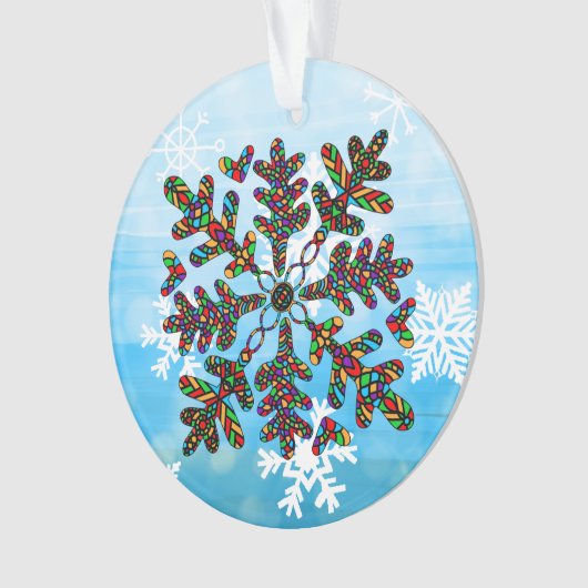 Glass Snowflake Christmas Mandala Ornament (Vorderseite)