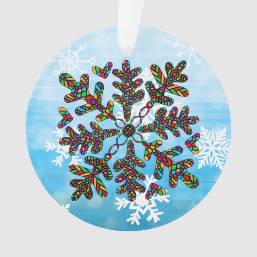 Glass Snowflake Christmas Mandala Ornament (Vorderseite)