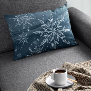 Glass Snowflakes Dark Blue Lendenkissen
