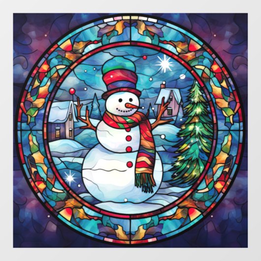 Glass Snowman Window Fensteraufkleber (Blatt)