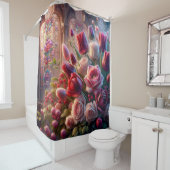 "Glass Splendor: Kissed Rose Bouquet" Duschvorhang (Beispiel)