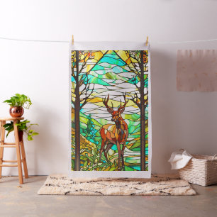 Glass Stag in Meadow Cheater Quilt Panel Stoff