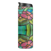 Glass-Stil mit rosa Blume Thermosbecher (Nach rechts gedreht)