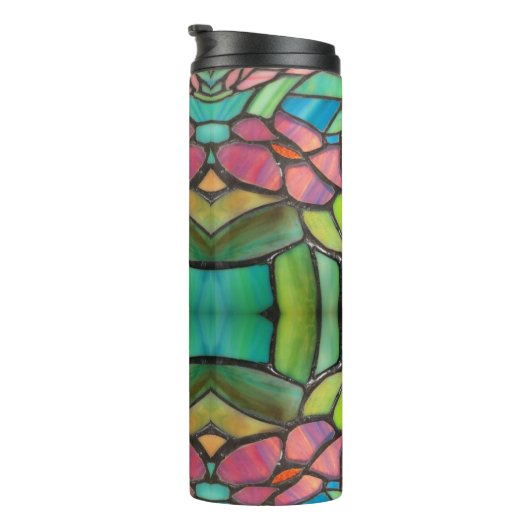 Glass-Stil mit rosa Blume Thermosbecher (Nach rechts gedreht)