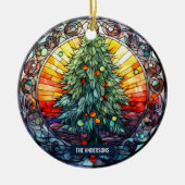Glass Sunset Christmas Tree Individuelle Name Keramik Ornament (Vorne)