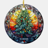 Glass Sunset Christmas Tree Individuelle Name Keramik Ornament (Hinten)
