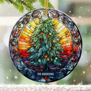 Glass Sunset Christmas Tree Individuelle Name Keramik Ornament