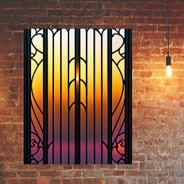 Glass Sunset Illustration Poster