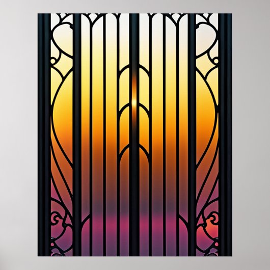 Glass Sunset Illustration Poster (Vorne)