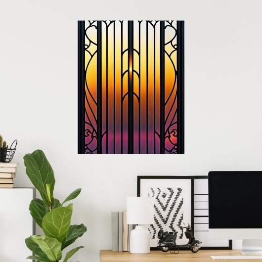 Glass Sunset Illustration Poster (Heimbüro)