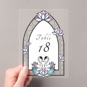 Glass Swan Water Lily Wedding Tischnummer (Insitu (Handheld))