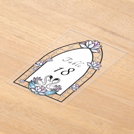 Glass Swan Water Lily Wedding Tischnummer (Ablage )