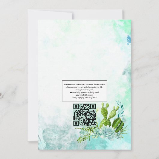 Glass Terrarium Succulents QR Code UAWG Wedding Einladung (Rückseite)
