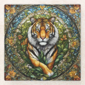 Glass Tiger Illustration Glasuntersetzer (Vorderseite)