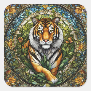 Glass Tiger Illustration Quadratischer Aufkleber