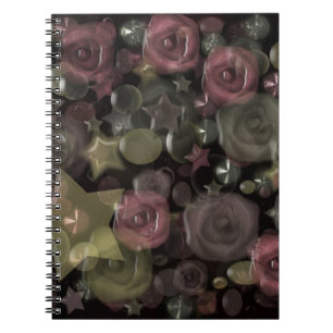 Glass Til 3D Liquid Roses and Stars Notizblock