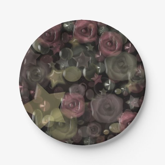 Glass Til 3D Liquid Roses and Stars Pappteller (Vorderseite)