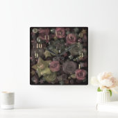 Glass Til 3D Liquid Roses and Stars Quadratische Wanduhr (Zuhause)