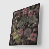 Glass Til 3D Liquid Roses and Stars Quadratische Wanduhr (Winkel)
