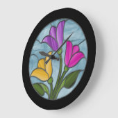 Glass Tulips in Frühlingsfarben Große Wanduhr (Winkel)