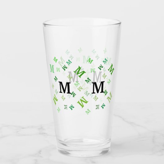 Glass Tumbler - Jumbled Letters in Green (Vorderseite)