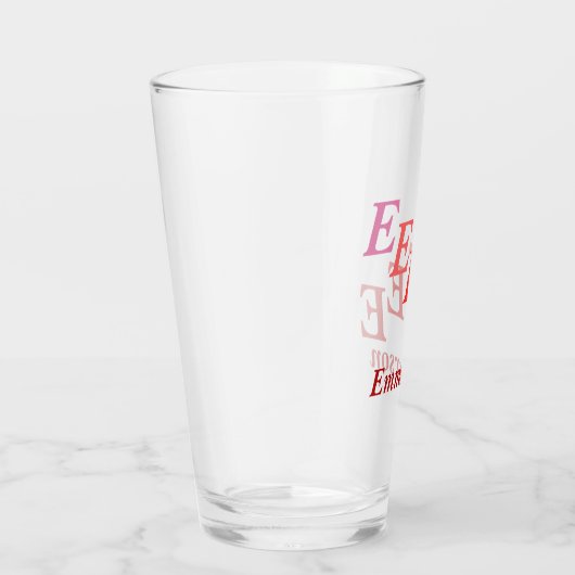 Glass Tumbler - Schattige Initialen mit rotem Name (Rechts)
