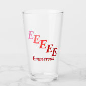 Glass Tumbler - Schattige Initialen mit rotem Name (Vorderseite)