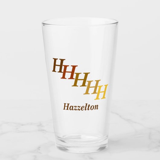 Glass Tumbler - Stepped Initial and Name in Brown (Vorderseite)