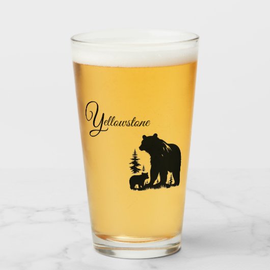 Glass Tumbler-Yellowstone Bär Glas (Vorne (Gefüllt))