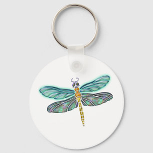 Glass und Abalone-Muschel Dragonfly Schlüsselanhänger
