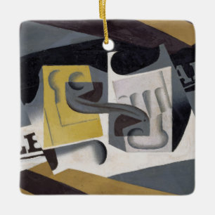 Glass und Newspaper, 1917 (Öl auf Sperrholz) Keramikornament