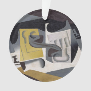 Glass und Newspaper, 1917 (Öl auf Sperrholz) Ornament