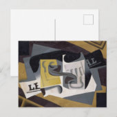 Glass und Newspaper, 1917 (Öl auf Sperrholz) Postkarte (Vorne/Hinten)