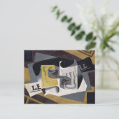 Glass und Newspaper, 1917 (Öl auf Sperrholz) Postkarte (Stehend Vorderseite)